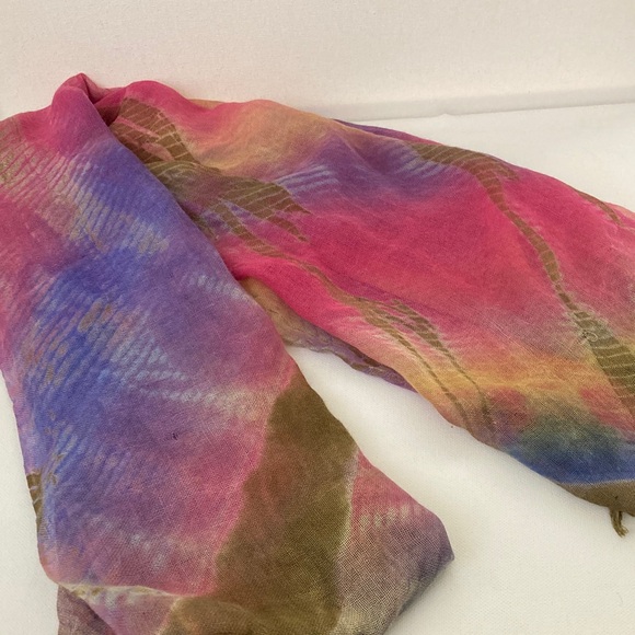 Pashmina 50% silk 50% Cashmere rainbow Tie-Dye like Scarf Hippie - Picture 3 of 6